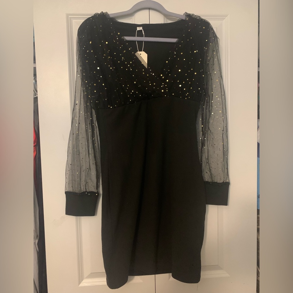 Black and gold boutique dress